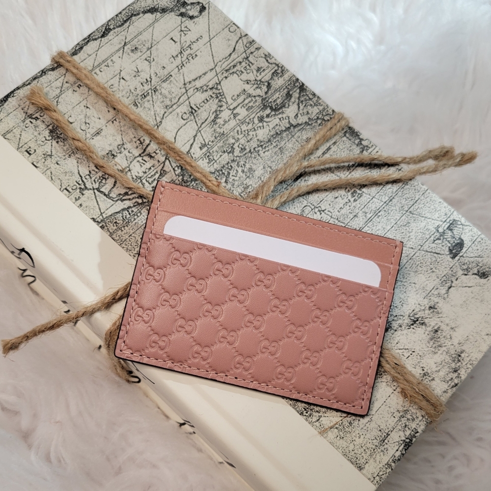 New Gucci Guccissima Soft Pink Card Holder